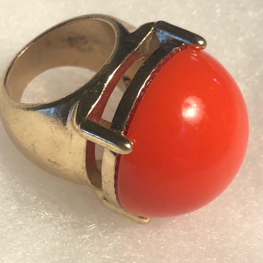 Bold Orange Lucite Dome Statement Ring - image 1